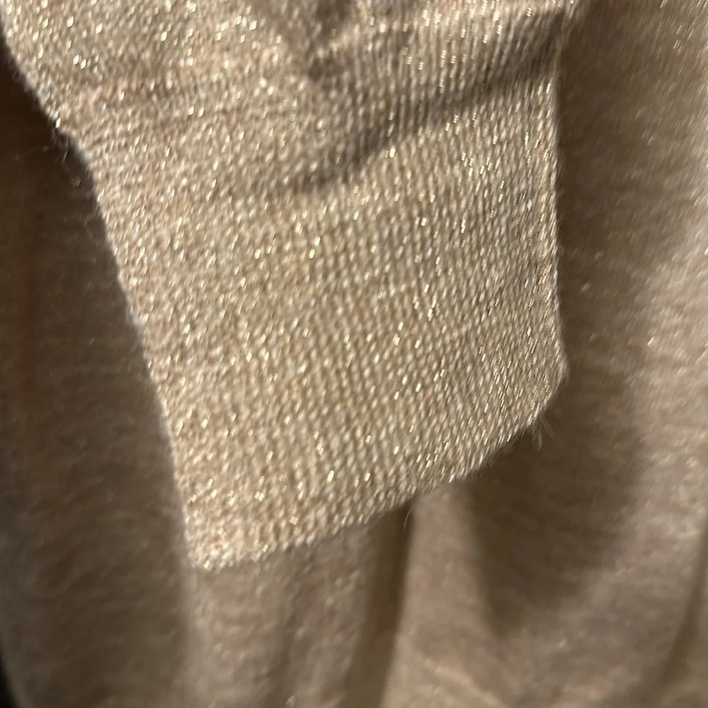 J Crew Gold Metallic Shimer Alpaca Blend Lightweight sweater top Tie Back sz Med